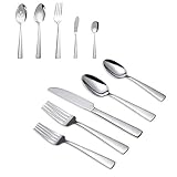 Brightown 45-Piece Silverware Flatware Cutlery Set in Ergonomic Design Size and Weight, Durable Stainless Steel Tableware Service for 8, Dishwasher Safe