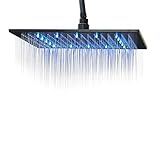 Rozin LED Light 16-inch Rainfall Shower Head Bathroom Square Top Sprayer Oil Rubbed Bronze(black)