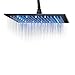 Rozin LED Light 16-inch Rainfall Shower Head Bathroom Square Top Sprayer Black Color