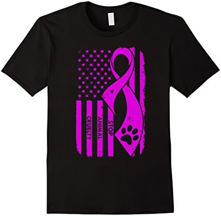 Men's Stop Animal Cruelty American Flag Shirt, Animal Lovers Tees Small Black