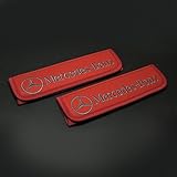 Car Interior Seat Belt Covers for Adults Red Shoulder Pads Seatbelt Cover pad with Embroidered Grey Emblem Accessories Compatible for Mercedes-Benz Great idea for a Gift to The Driver! 2 pcs