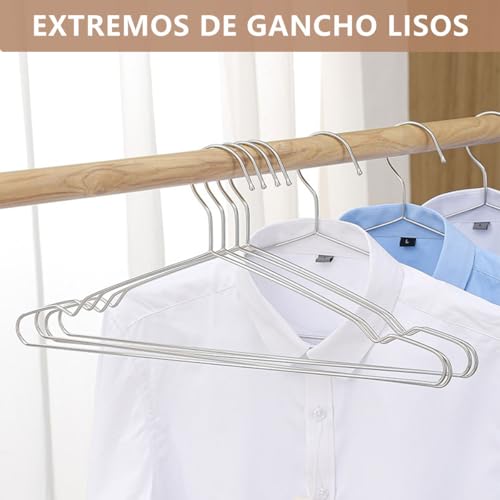 MXHIGO 50Pcs Ganchos para Ropa de Acero Inoxidable, 40CM Perchas para Ropa con Ranuras, Antióxido y Duradero, Ahorrar Espacio en el Ropero, para Pantalones, Vestidos, Camisa, Abrigos para Adultos