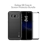 Samsung Galaxy S8 Case with Tempered Glass Screen Protector, Ubittek Resilient Shock Absorption and Carbon Fiber Design Case with [3D Curved Glass] [Tempered Glass] Screen Protector