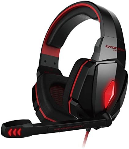 Flymemo EACH G4000 Noise Cancelling Wired Stereo Gaming Headset Omnidirectional Noise Cancelling with 3.5mm Audio/USB Interface/Mic Red