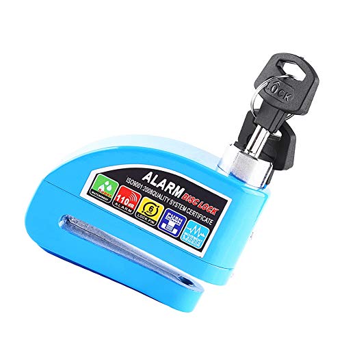 Cuque Disc Brake Lock Motorcycle Anti-Theft Brake Lock Scooter Bicycle Security Alarming System with 2 Keys(Blue)