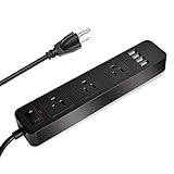 USB Power Strip LazyElf Surge Protector USB Power Strip 6.6 Feet Extension Cord USB Power Strip