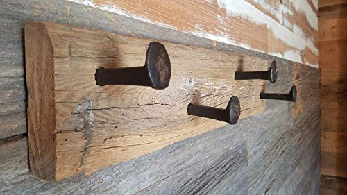 Amazon Com Barn Beam Coat Rack With Railroad Spikes Rustic Touch