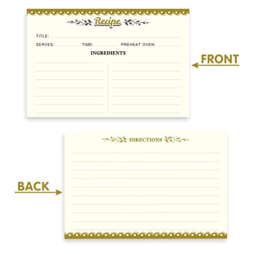 Premium Thick Cardstock Recipe Cards, Set of 50 Double Sided Recipe