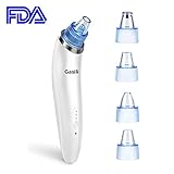 Gasili Blackhead Remover, USB Rechargeable Blackhead Vacuum Suction Remover, Electric Skin Cleanser Blackhead Extractor Tool, Skin Pore Cleaner with 4 Replaceable Suction Heads (White)