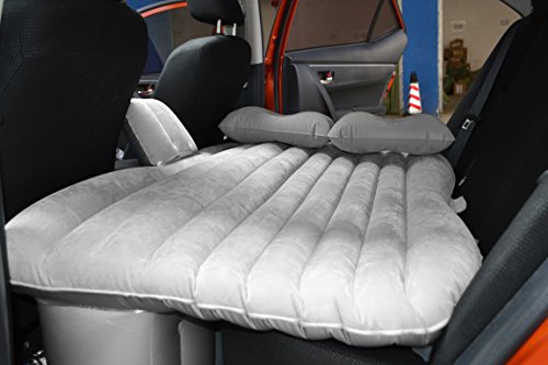 FLY5D Inflatable Car Mobile Cushion Seat Sleep Rest Mattress Air Bed Outdoor Sofa Mat Car Air Mattress Travel Bed Gray with Gear
