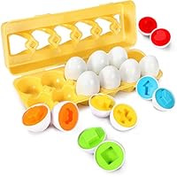 TomatoFish Color Shape Matching Egg Set - Preschool STEM Toys - Educational Color & Shape/Number Recognition Skills Learning Toys - Sorting Puzzle for Toddlers Boys Girls - Easter Match Eggs (Shape)