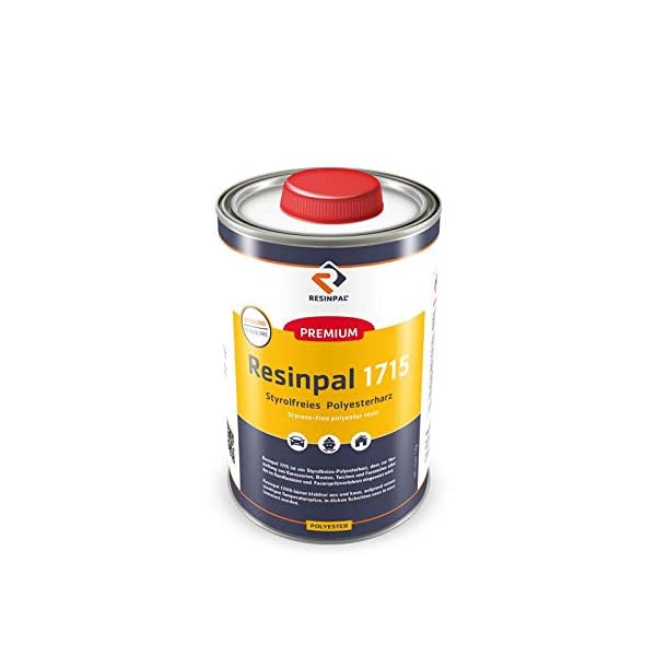 Komplettpaket-GFK: 1 Kg Polyesterharz Resinpal 1715 + 1 m² Glasfasermatte 300 g/m² | Zum Laminieren | Styrolvermindert | – Bild 4