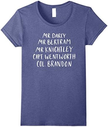 Womens Mr Darcy Heroes T-Shirt Jane Austen Gifts Pride Prejudice XL Heather Blue