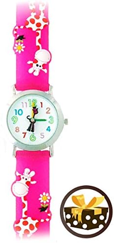 Jeremy the Giraffe (Hot Pink) Gone Bananas Girls Waterproof Giraffe &amp; Flower Watch