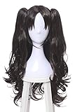 ROLECOS Tohsaka Rin Cosplay Wigs Womens Long Wavy 2 Ponytails Synthetic Wig Dark Brown