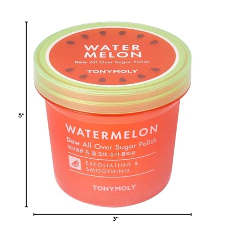 TONYMOLY WATERMELON DEW ALL OVER BODY SUGAR POLISH, HYDRATING SERUM FOR GLOWING SKIN, KOREAN SKINCARE, WATERMELON EXTRACT, ALOE LEAF EXTRACT, & CENTELLA ASIATICA, ALL SKIN TYPES, 10 OZ