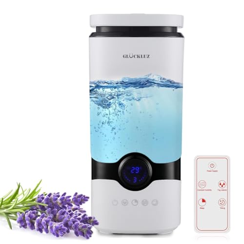 Glückluz Humidificador de Aire 4L para Dormitorio, Humidificador Ultrasónico y Difusor de Aromas con Boquilla 360° - Control de Humedad, Temporizador, Apagado Automático para un Ambiente Silencioso