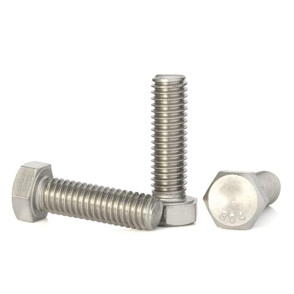 Photo 1 of 5/16-18 x 1-1/2" (1/2" to 4-1/2" Available) Hex Head Screw Bolt, Fully Threaded, Stainless Steel 18-8, Plain Finish, Quantity 20