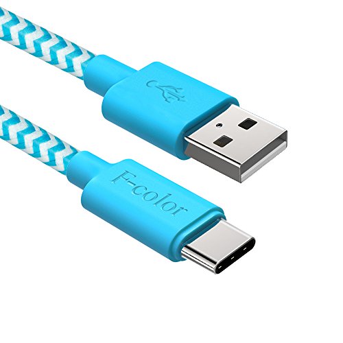 Type C, F-color 6Ft Braided Reversible USB C Cable for HUAWEI P20 Pro, LG G5, Nexus 5X 6P, OnePlus 2, New MacBook 12