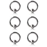 Ruifan 6PCS Surgical Steel Captive Bead Rings Prince Albert PA Nipple Nose Eyebrow Tragus Lip Ear Hoop Ring Piercing 14G 8MM