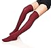 Velice Womens Winter Knit Wool Over the Knee Socks Leg Warmer Thigh High Socks (Wine red)