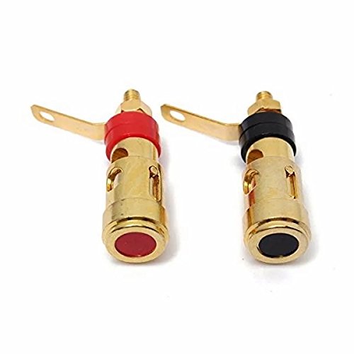 Goliton 2PCS Plated Brass Speaker Binding Post Spring Loaded Press Subwoofer Basket Terminal