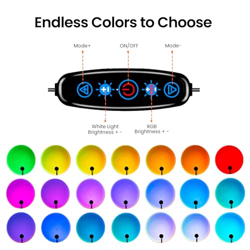 Tsrarey Sunset Lamp Projection, Not Only 21 Colors Sunset Lights, 180 Degree Rotation Led Light, Push Button Switch & APP Control Projector for Party Bedroom Decor