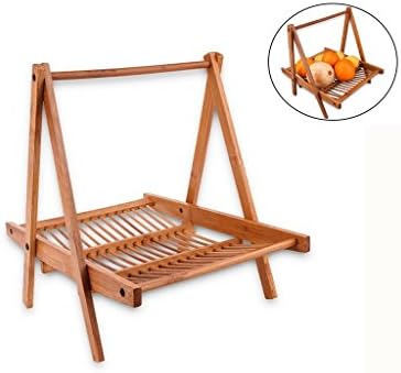 Fruit Basket,Jaminer Collapsible Bamboo Basket for Fruit and Vegetable Basket Bread Basket Snack Basket Cosmetic Storage Basket with Handle 12” x 11” x 9”,Hanging Basket