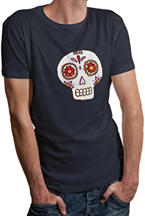 Canonon men 's Cotton Funny Skeleton Crewneck Short Sleeve T-shirt Navy L