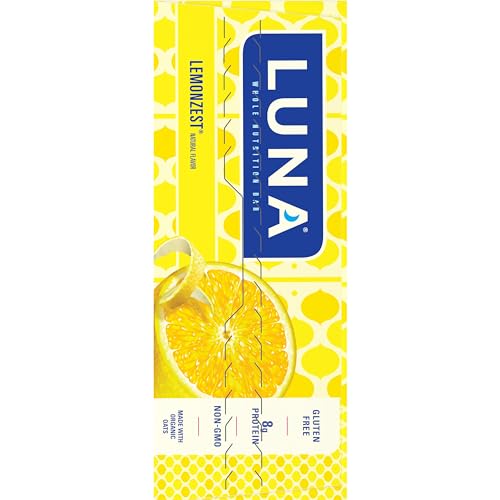 LUNA BAR – LEMONZEST FLAVOR – GLUTEN FREE SNACK BARS – NON-GMO – PROTEIN BARS – MADE WITH ORGANIC OATS – VALUE PACK (12 PACK)