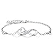 Billie Bijoux 925 Sterling Silver Infinity Heart Endless Love Symbol Charm Adjustable Bracelet White Gold Plated Women' s Gift for Christmas Day (A-Silver)
