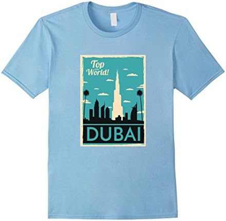 Men's Dubai skyline in retro style T-shirt 2XL Baby Blue