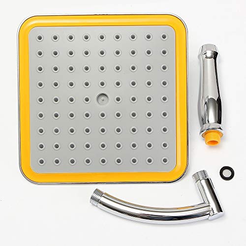 Rain Showerhead Stainless Steel Adjustable Extension Arm High Pressure Shower Head 22x22cm Square Ultra Thin Rainfall Bath Shower for Home Bathroom (Silver) - Thumbnail 4