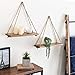 MyGift 17-inch Light Burnt Wood Wall Hanging Rope Swing Decorative Shelves and Farmhouse Décor, Set of 2