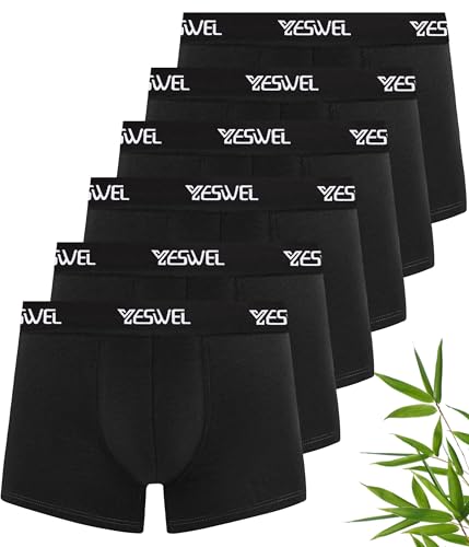 YESWEL Men's Boxers 6 Pack Super Soft Bamboo Underpants Elastic Waist Underwear (M-3XL)