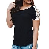 Lisingtool Women's Lace Short Sleeve T-Shirt Tee Blouse Casual Tops (2XL, Black)
