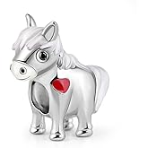 GNOCE Horse Charm Bead Sterling Silver Vigorously And Freedom Zodiac Signs Animal Charm Bead Fit Bracelet/Necklace Jewelry Gift for Women Mens