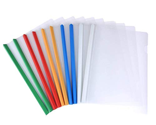 image for Louise Maelys 10 Pcs A4 Plastic File Folder Sliding Bar Report Covers,