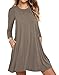 Womens Comfy Swing Tunic Long Sleeve Pocket Solid T-shirt Dress Brown Medium