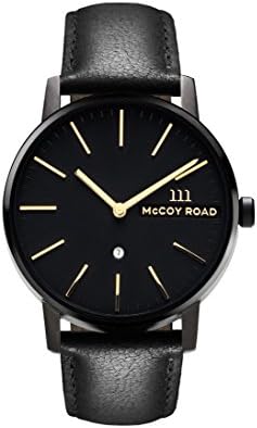Nine30 by McCoy Road Quartz Black Leather and Black Case With Black Dial