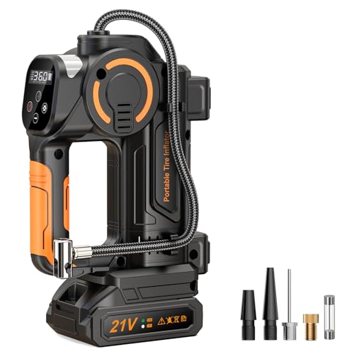 Tire Inflator Portable Air Compressor with Rechargeable 21V Battery, Digital Cordless Air Pump160 PSI Automatic Tire Pump 4+N Smart Mode & Gauge Screen, Handheld Air Compressor for Car/Bike/Ball