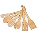 QL-ben Bamboo Utensil Set Cooking Spoons Set of 6 Bamboo Kitchen Tools Cooking Spatulas Set Perfect for Nonstick Pan Cookware Natural Tuners