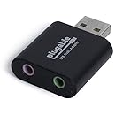 Plugable USB Audio Adapter with 3.5mm Speaker/Headphone and Microphone Jacks (Black Aluminum; C-Media HS 100B Chip; Built-In Compatibility with Windows, Mac, and Linux)