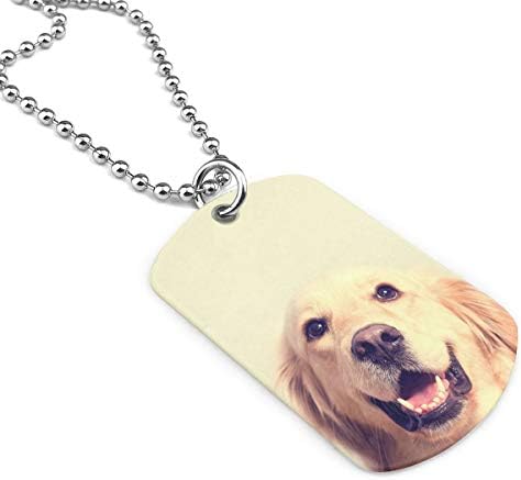FRS Ltd Lovely Golden Retriever Dog Dog Tag Pendant Necklace Military Chain Air Force Pendant Zinc Alloy Necklace Festival Military Necklaces Love Gift