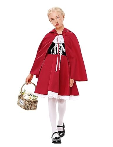 KOJOOIN Little Red Riding Hood Costume for Kids Girls Halloween Dress with  Cloak Deluxe Role-Play Costume Red Black L in Saudi Arabia | Whizz