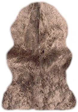 LAMBZY Shapes Genuine Sheepskin Single Pelt Area Rug, Light Brown
