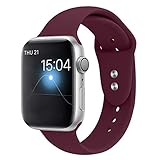 YOUKEX Sport Band Compatible with Apple Watch Band 38mm 40mm 42mm 44mm, Soft Silicone Strap Wristbands Replacement for Series 5 4/3/2/1 Women Men, S/M M/L (Wine red, 38mm/4omm s/m)