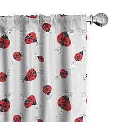 Ambesonne Ladybugs Window Curtains Pack of