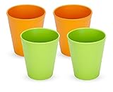 Green Eats Tumblers Drinking Cups, 4 Pack, Orange/Green