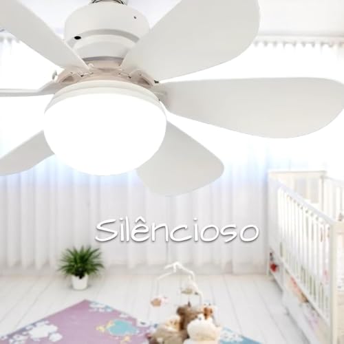 Ventilador de Teto LED E27 com Controle Remoto e 3 Velocidades | Controle remoto para ajuste das funções